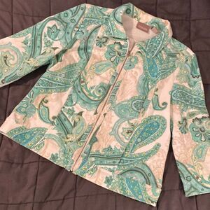 Chico’s Lightweight Teals Paisley Jacket